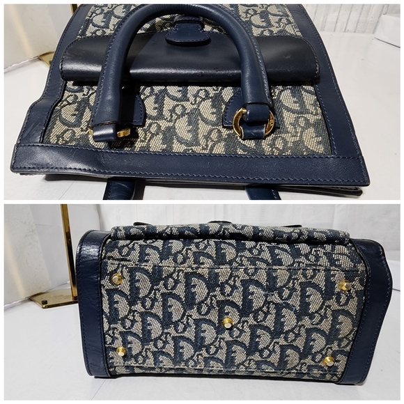 Christian Dior Oblique Handle Bag Navy Blue/Grey - Picture 9 of 16